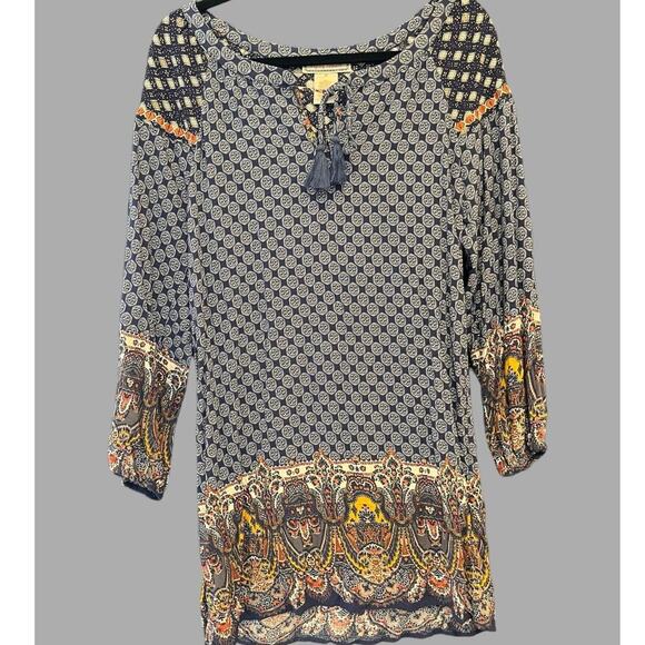 Anthropologie Flying Tomato Boho Dress Medium Blue - Picture 1 of 6